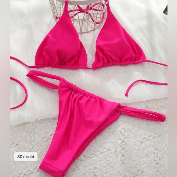 Hot pink string bikini - Picture 2 of 4